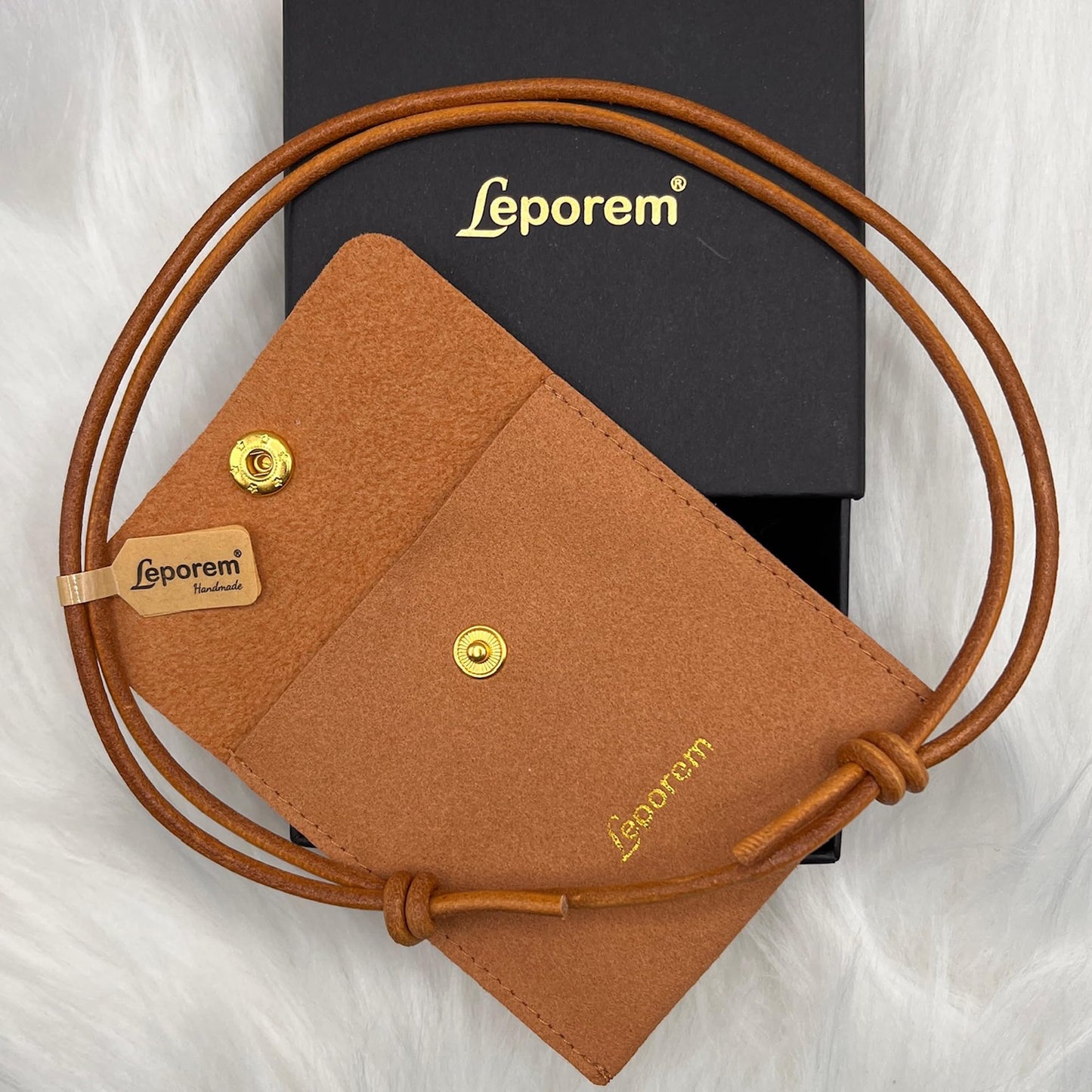 Leporem Genuine Leather Thick Cord Necklace, Dark Brown Woven Surfer Pendant, Adjustable Unisex Collar Jewelry (Brown)