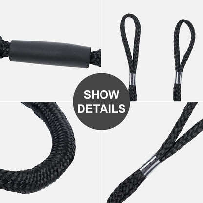 Bungee Dock Line Mooring Rope for Boat 4ft Black 4 Pack, Boat Tie Downs for Docking Bungee Cords Accessories for Boating PWC, Jet Ski, Watercraft, Pontoon, Bass, Kayak, Sea Doo, Fishing and John Boats