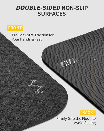 CAMBIVO Large Yoga Mat (6'x 4'), Extra Wide Workout Mat for Men and Women, 1/3 &1/4 Thick Exercise Fitness TPE Mat for Home Gym, Yoga, Pilates, Workout (Black),6mm