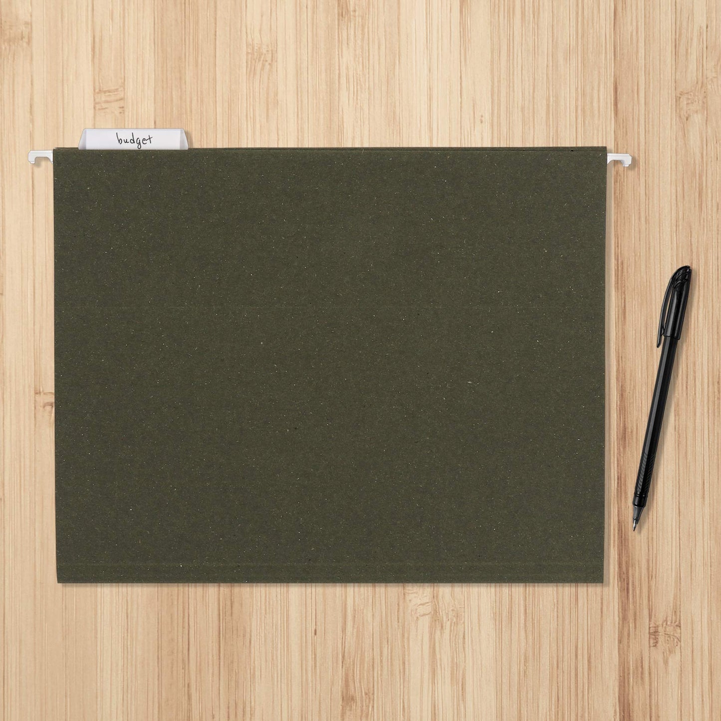 Amazon Basics Hanging File Folders for Documents, Letter Size, 1/5-Cut Adjustable Tabs, Standard Green, 75 Count per Box