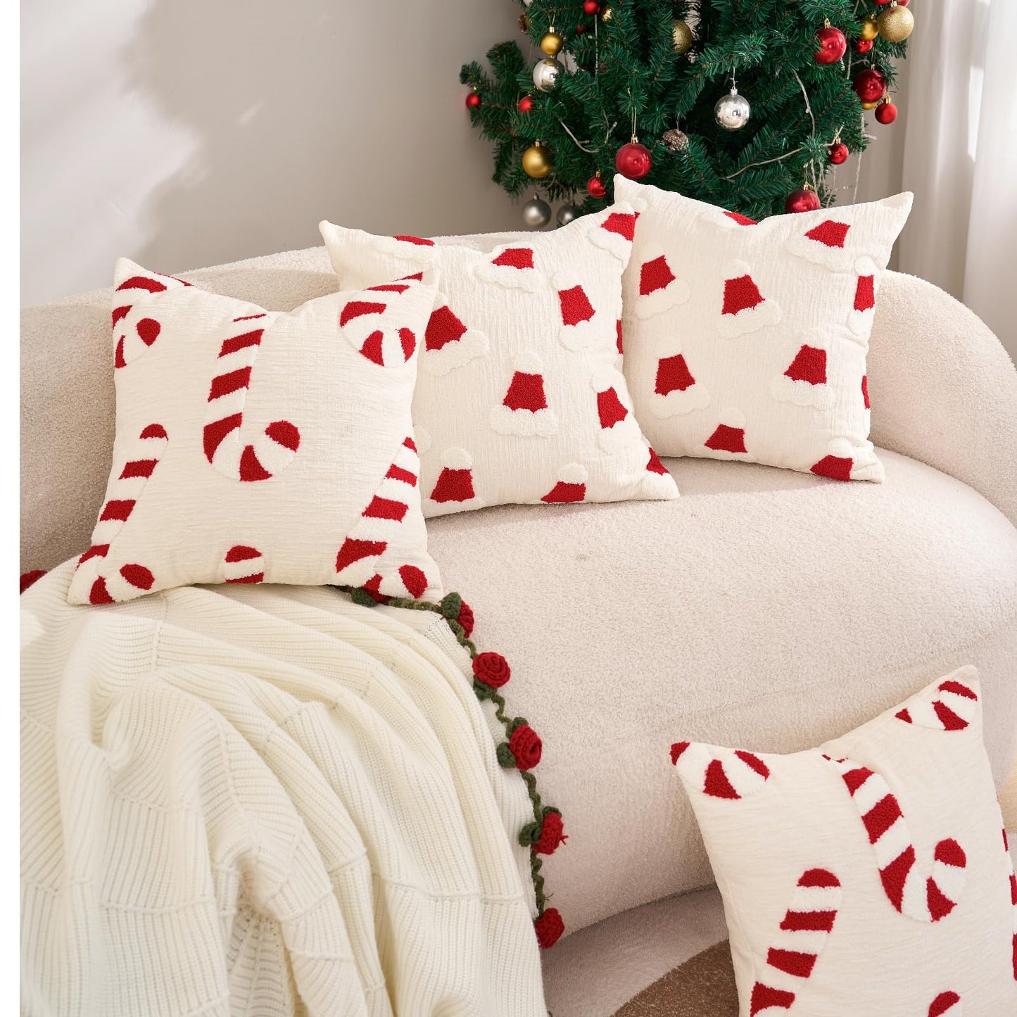 Avigers Throw Pillow Covers, Red White Gold Velvet Cover, 18 x 18 Inch