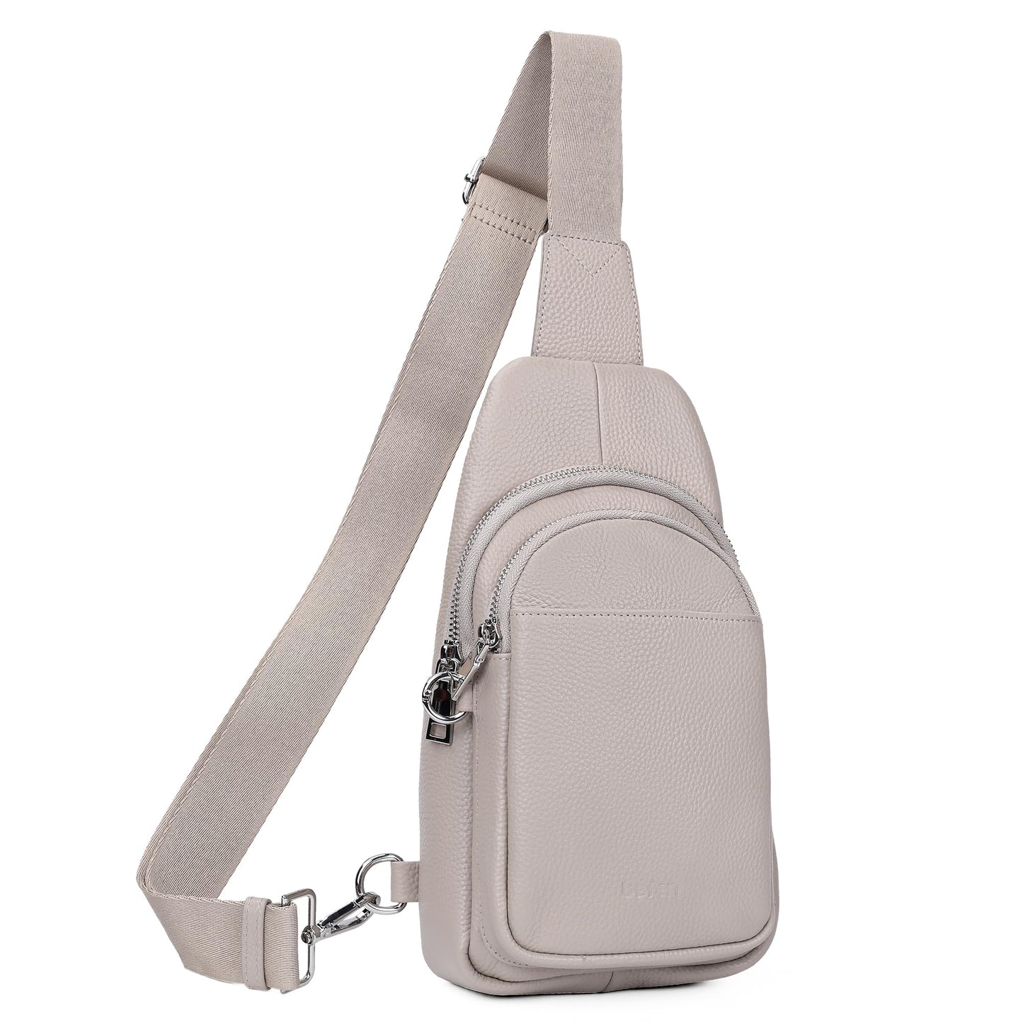 befen Soft Real Leather Small Sling Bag for Women Anti Theft Crossbody Bags Fanny Packs Travel Purses with RFID Blocking Card Slots Beige Grey