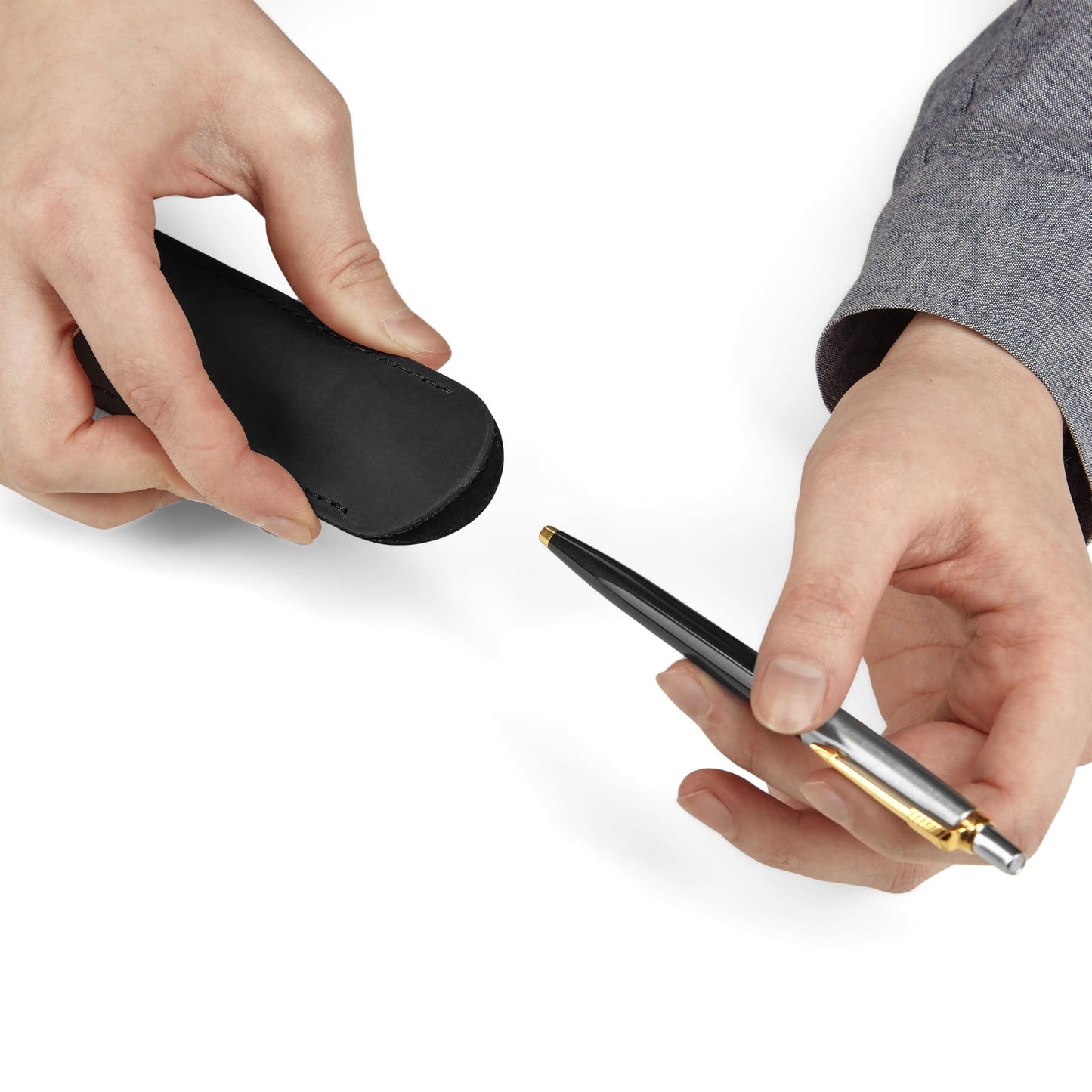 MAKYN Leather Pen Case, Single Pen Pouch Cover, Fountain Pen Sleeve Holder (Black)