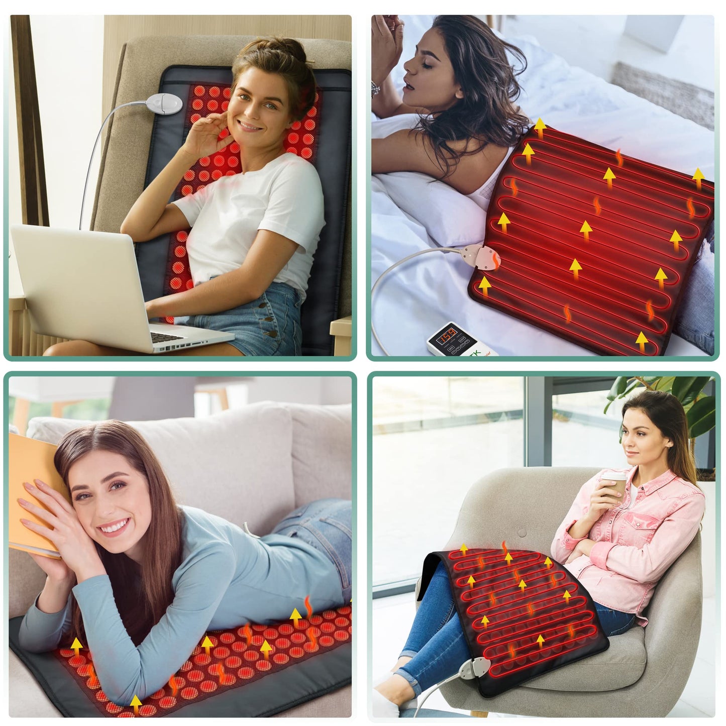 UTK Upgrade Far Infrared Heating Pad for Back, 5X Deeper Pain Relief Pure Jade Heating Pad with 153 Natural Jades, Hotter to 159℉, Weighted Electric Mat with Larger Heat Area, 4H Auto-Off, 31"x 21"
