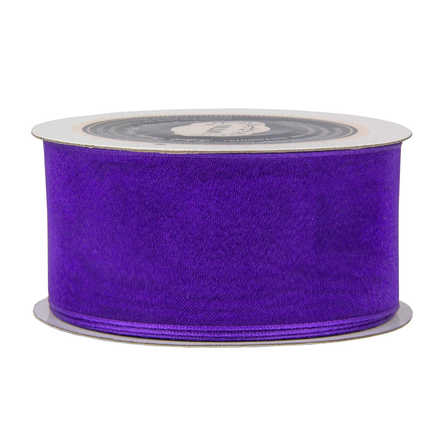 VATIN Purple Organza Wired Ribbon, 1-1/2" Purple Sheer Ribbon with Metallic Edge for Christmas Tree Decoration Gift Wrapping Wedding Crafts -25 Yards