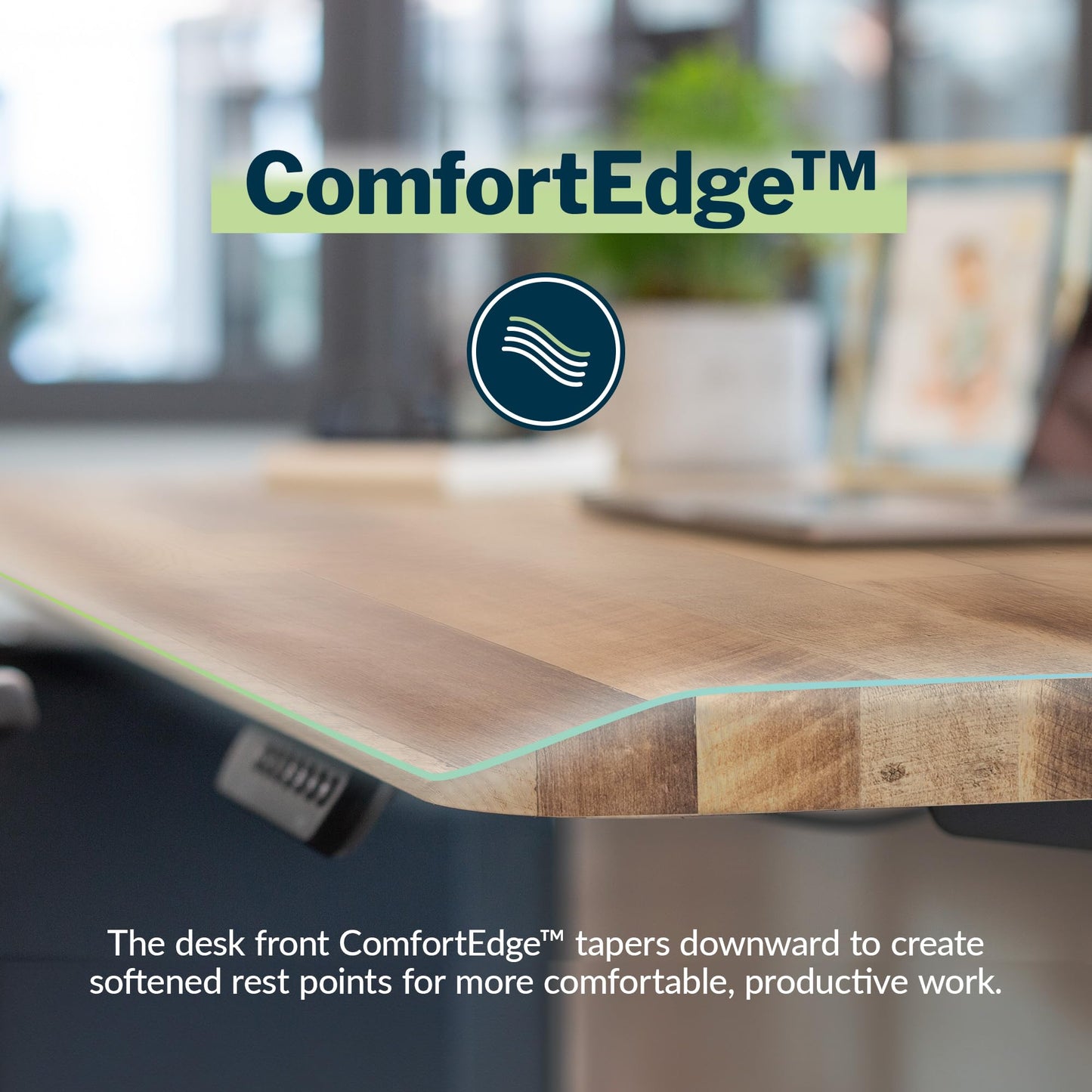 Vari ComfortEdge 60x30 Inch Adjustable Electric Standing Desk – Sit Stand VariDesk with Memory Presets, Sloped Edge, 200 LB Capacity + Tool-Free Assembly (Reclaimed Wood)