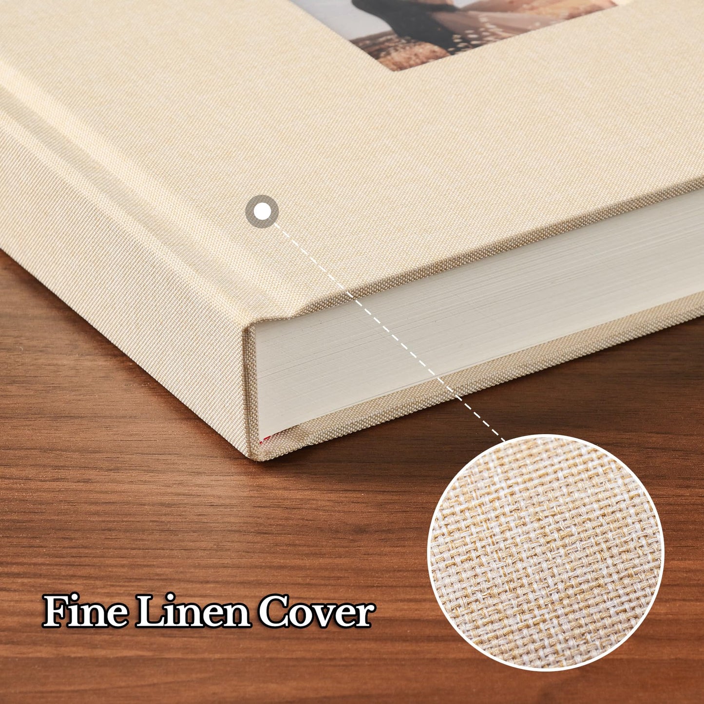 Pssoss 8 x 8 Inch DIY Scrapbook Album 40 Pages Linen Hardcover Kraft White Paper Scrap Book Photo Albums Memory Book for Baby Wedding Family Anniversary Photo Album (Beige, 40 pages)