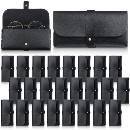 Nuogo 30 Pack Eyeglass Case Soft Glasses Case Studded Sunglasses Pouch Portable PU Leather Sunglasses Bag Travel Reading Glass Sleeve for Women Men