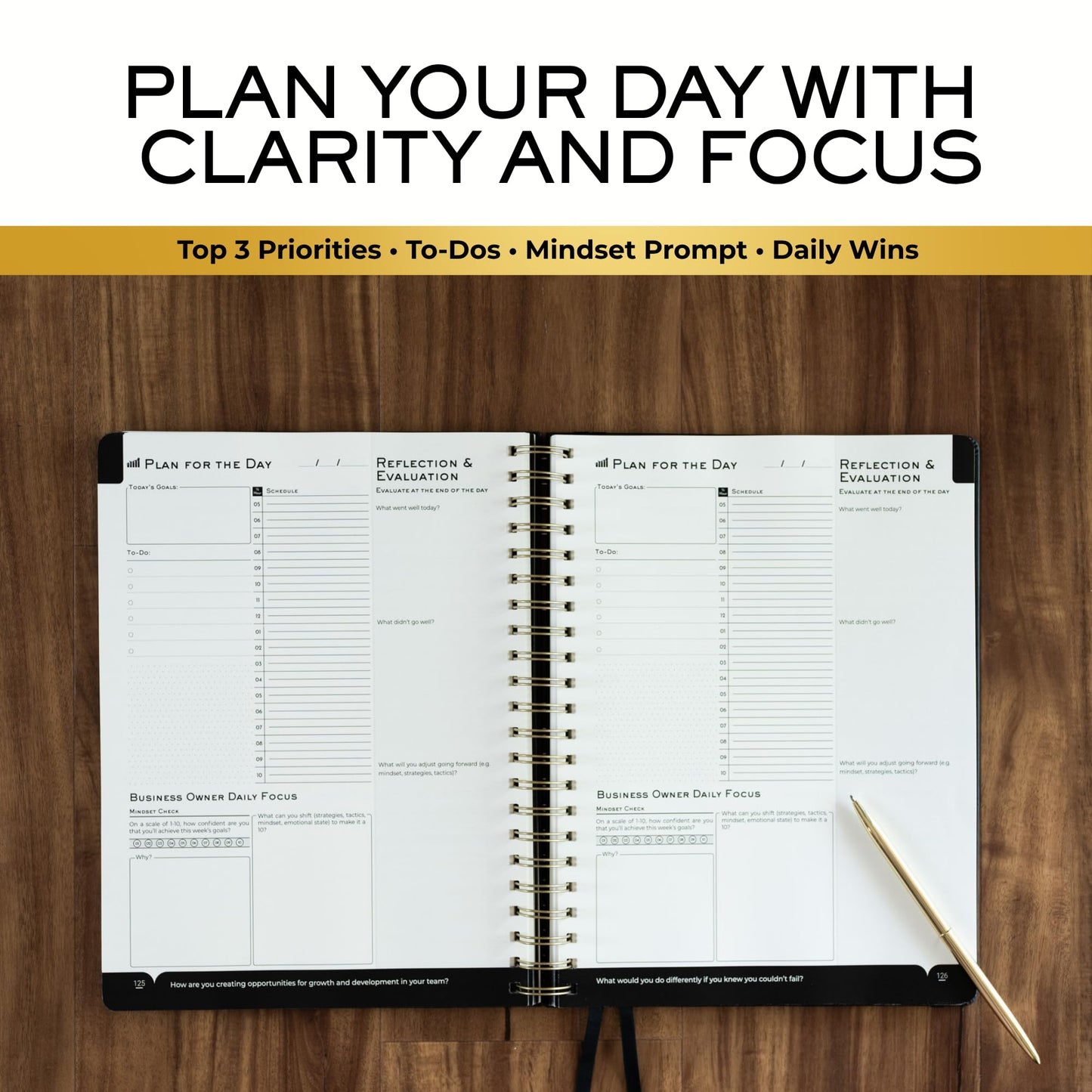 GROWTH ATLAS Daily, Weekly & Monthly Planner – Undated Day Planner & Productivity Planner for Business Owners – 90-Day Goal Organizer System & Planner Notebook for Work – Plan, Execute & Reflect with Clarity for Growth