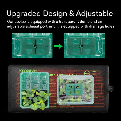 VIVOSUN 6-Pack Seed Starter Trays with 10"x20.75" Seedling Heat Mat, Self-Adjusting Dual Digital Display Temperature Controller, 72-Cell Seed Starter Kit with Humidity Dome, Reusable Propagation Trays