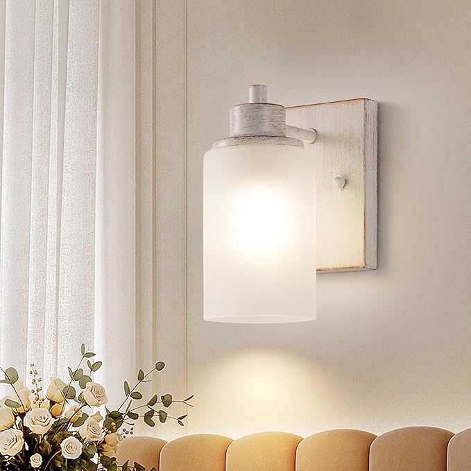 3 Pack Bath Vanity Light Fixture, Modern Indoor Wall Scone Lighting with Opal White Glass Shade, White Gold Wall Lamps