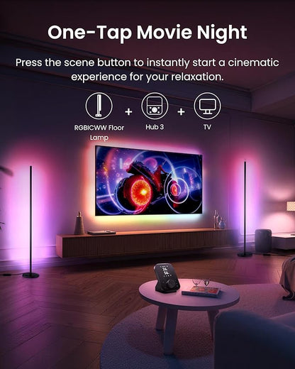 SwitchBot Smart RGBICWW Voice/APP Controlled Floor Lamp with Matter, Warm & Cool White, Alexa-Compatible Lamp, Works with Apple Home, Google Home – 1200lm Music Sync, Lamp for Living Room for Bedroom