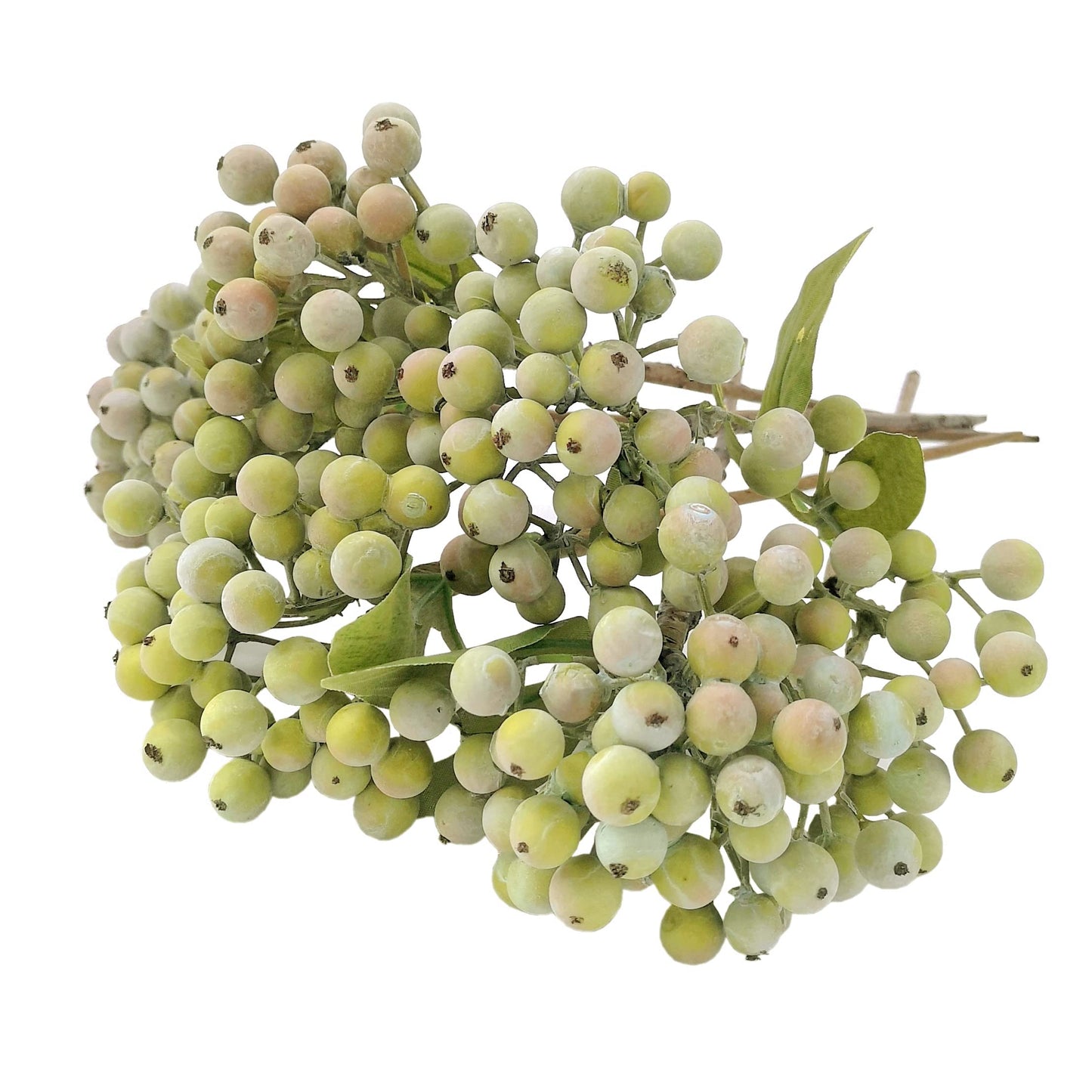 M2cbridge Pack of 6 Green Artificial Berry Stems Christmas Picks Wreath Ornament(Frost Green)