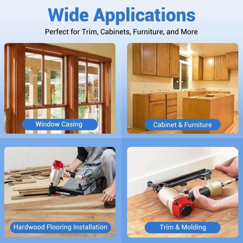 meite 16 Gauge Finish Nails 1-1/4 Inch Galvanized Straight Finishing Nails for Finish Nailer Gun Window Casing Baseboard Crown Molding, 5 Boxes/12,500PCS