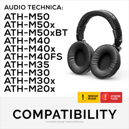 Brainwavz ProStock ATH M50X Upgraded Earpads, Improves Comfort & Style Without Changing The Sound - Ear Pad Designed for ATH-M50X M50BTX M20X M30X M40X Headphones, Vegan Leather (Micro Suede)