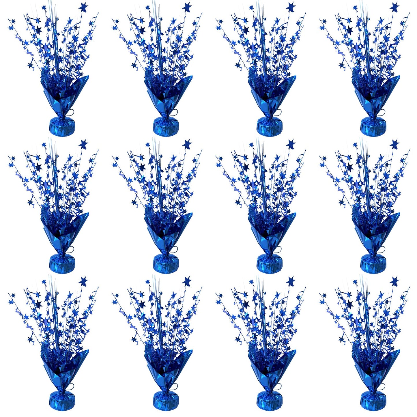 YinNorth 12 Pcs Metallic Foil Spray Centerpiece Party Star Table Decoration Brust Glitter Table Topper Decor for Birthday Graduation Holiday Christmas Dining Celebration New Year Party Supplies, Blue