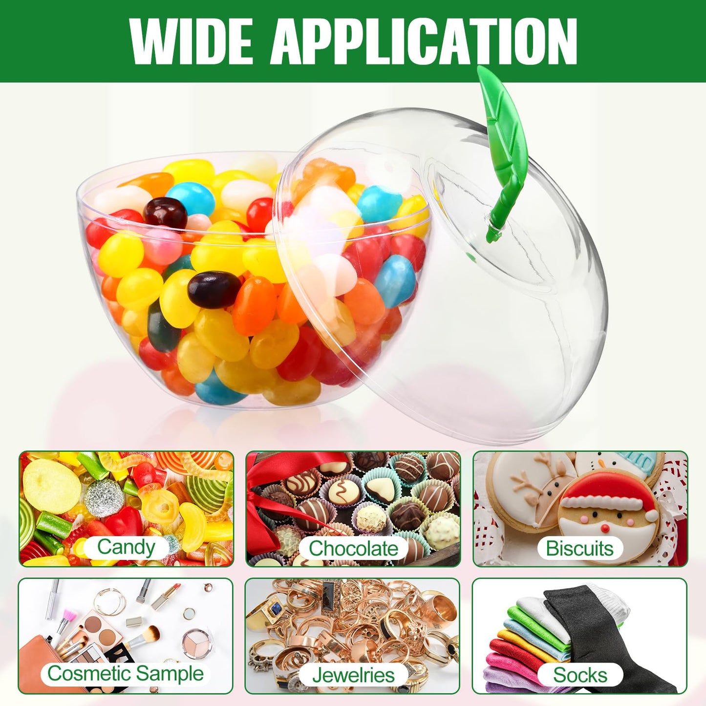 Menkxi 24 Pcs Clear Apple Containers Back to School Apples Shaped Plastic Candy Jars Toy Gift Filling Containers for Teacher Appreciation Gifts Classroom Decorations Party Favors DIY Crafts(Clear)