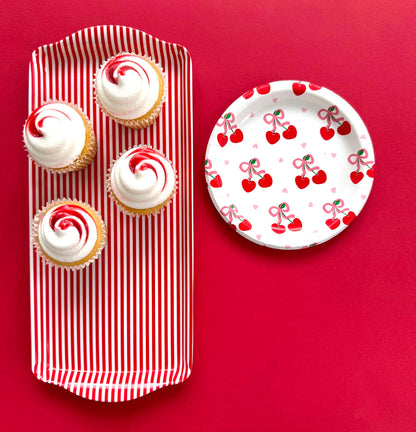 Sprinkles & Confetti Red Stripe Melamine Cookie Tray BPA-Free, Break-Resistant, Lightweight Platter for Cookies, Desserts & Snacks - Perfect for 4th of July Parties, BBQs & Picnics