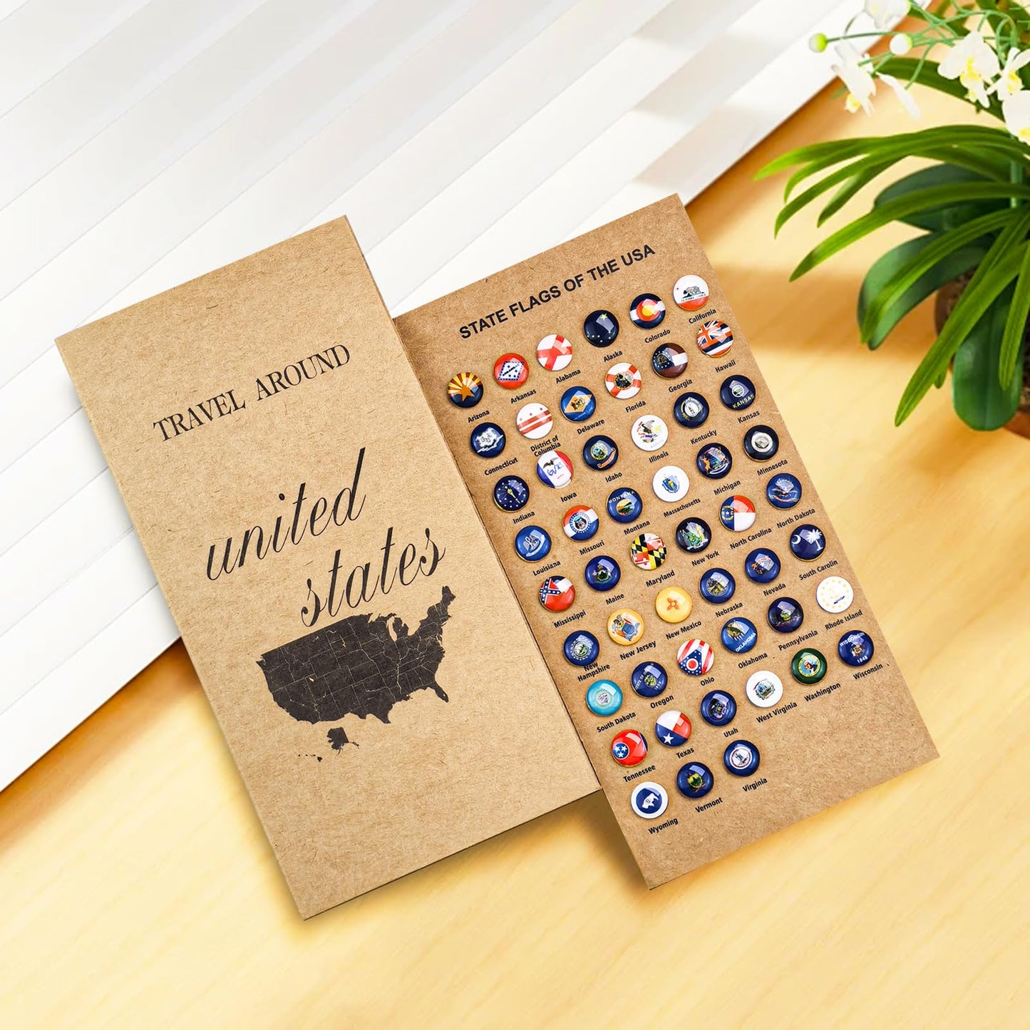 Pins for Cork Board, 51 pcs US State Flags Decorative Push Map Pins, for Marking Travel or School Home Office