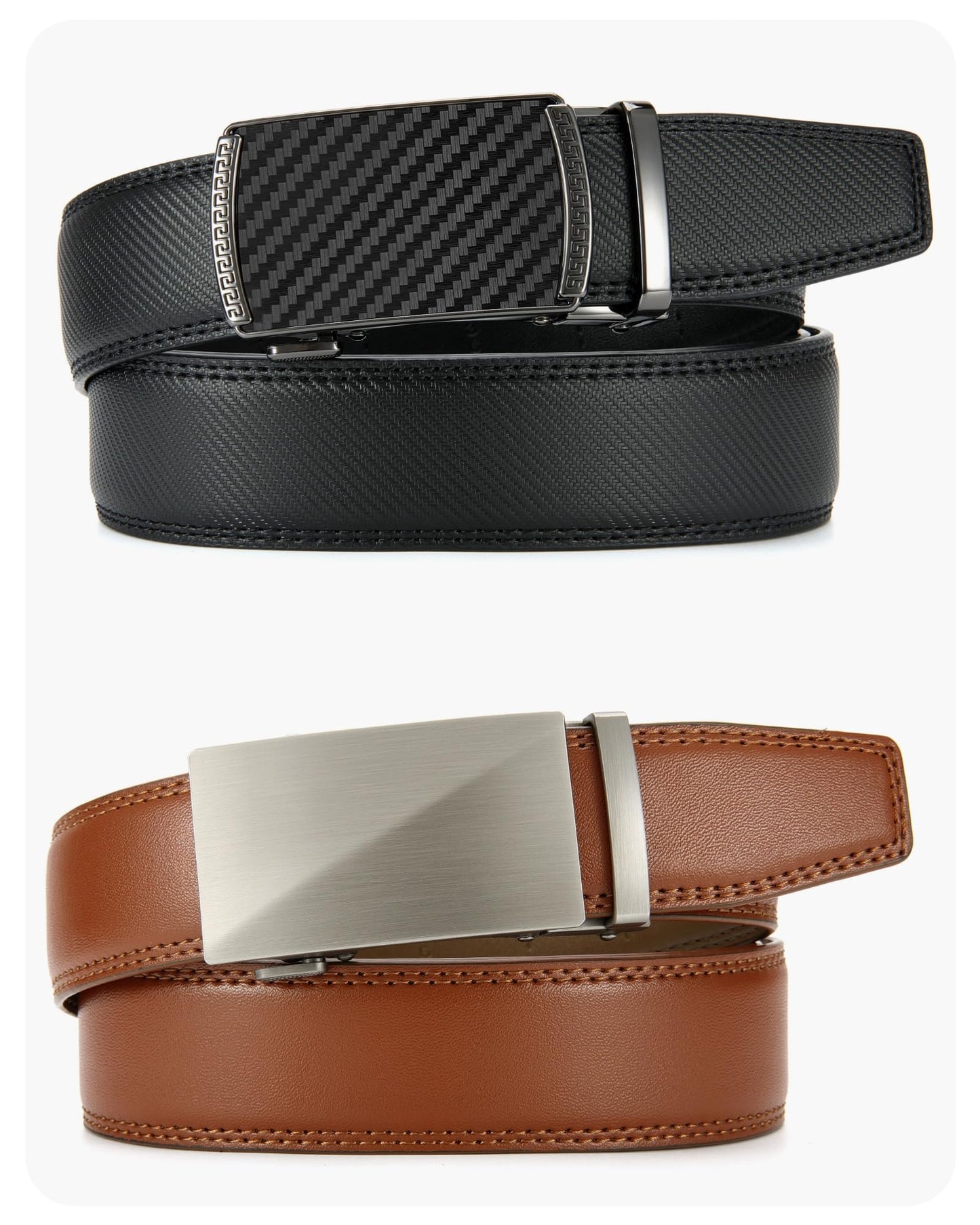CHAOREN Mens Belt Leather Ratchet Belt 2 Pack - Customizable Fit, Effortless Style (35mm)