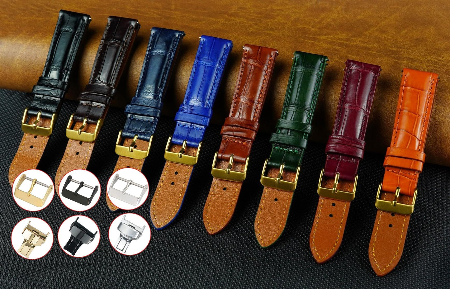 Premium 18mm Light Brown Watch Band for Men, Handcraft Leather Watch Strap, Easy Install Strap Gold Stainless Buckle Present Gift Husband Boyfriend Son Christmas Fathers Day Birthday DH06G18MM