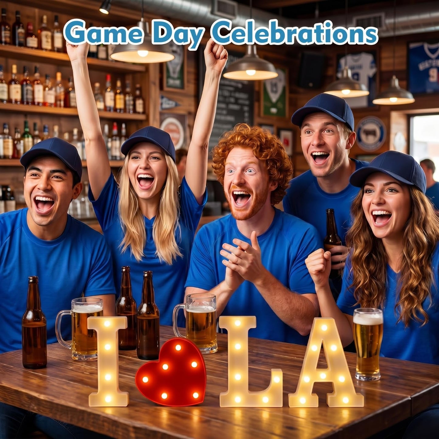 Ganeen Los Angeles Party Decorations I Love La Light up Letters LED Letters Sign for La Baseball Team Decor Los Angeles Theme Party Birthday Home Tabletop Christmas Gift