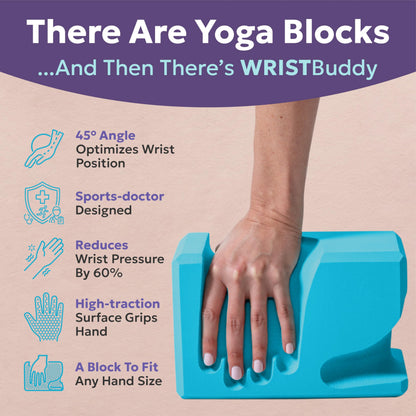 WRISTBuddy® Hand-Shaped Ergonomic Yoga Blocks for Optimal Wrist Support During Yoga, Pilates, Pushups, Planks, and Handstands - Patented Non Slip Blocks for Enhanced Stability and Comfort.