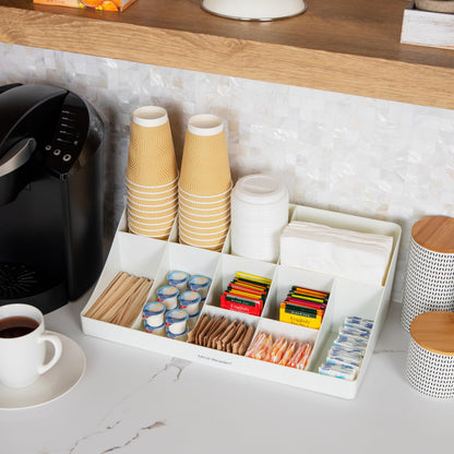 Mind Reader Cup and Condiment Station, Countertop Organizer, Coffee Bar, Kitchen, Stirrers, 17.875"L x 9.5"W x 6.625"H, Black