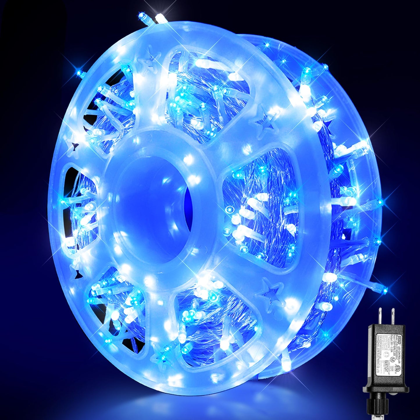 MYGOTO Led String Lights 500LED 165 ft Indoor/Outdoor Fairy String Lights 30V 8 Modes Christmas Lights for Home, Christmas Tree, Wedding Party, Room,Wall Decoration, Indoor&Outdoor(Blue+White)