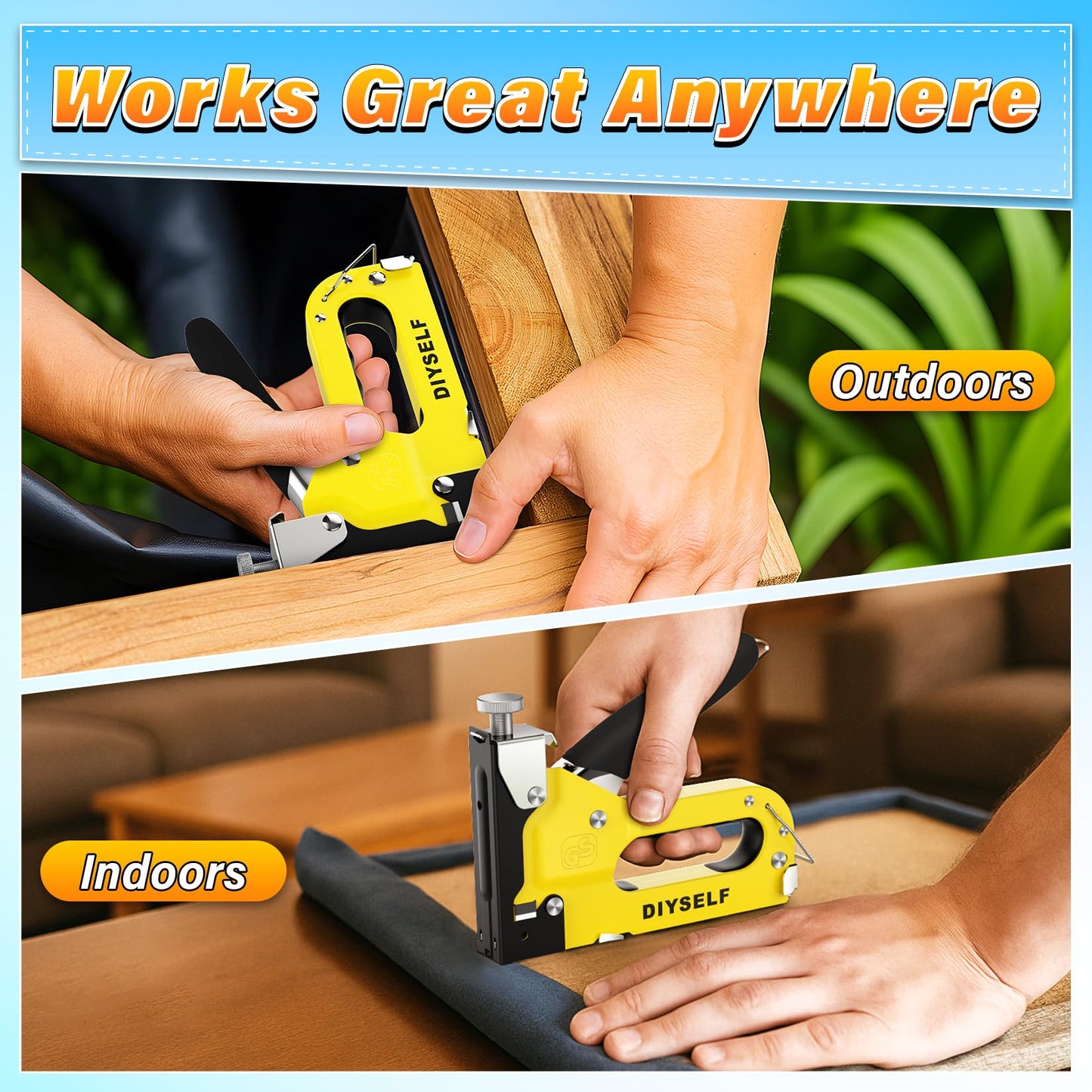 DIYSELF Staple Gun Heavy Duty 4-in-1 Upholstery Staple Gun with 4000 Staples Remover Fabric Stapler Stapler Gun for Wood Upholstering Crafts Carpet Wire grapadora para Madera Men Tool Gift Christmas
