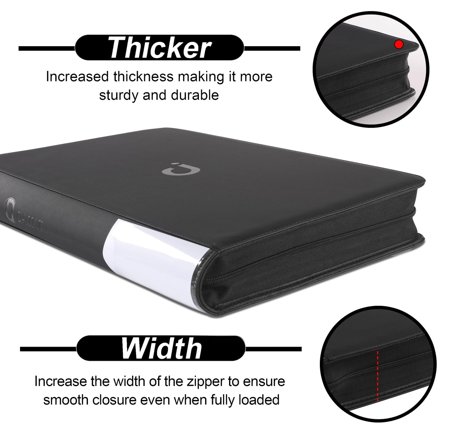Premium Card Binder 16 Pocket - Fits 1600 Cards，4X4 Ringless Card Album with Sleeves for Trading Cards & Sports Cards（Model C，Classic Black）