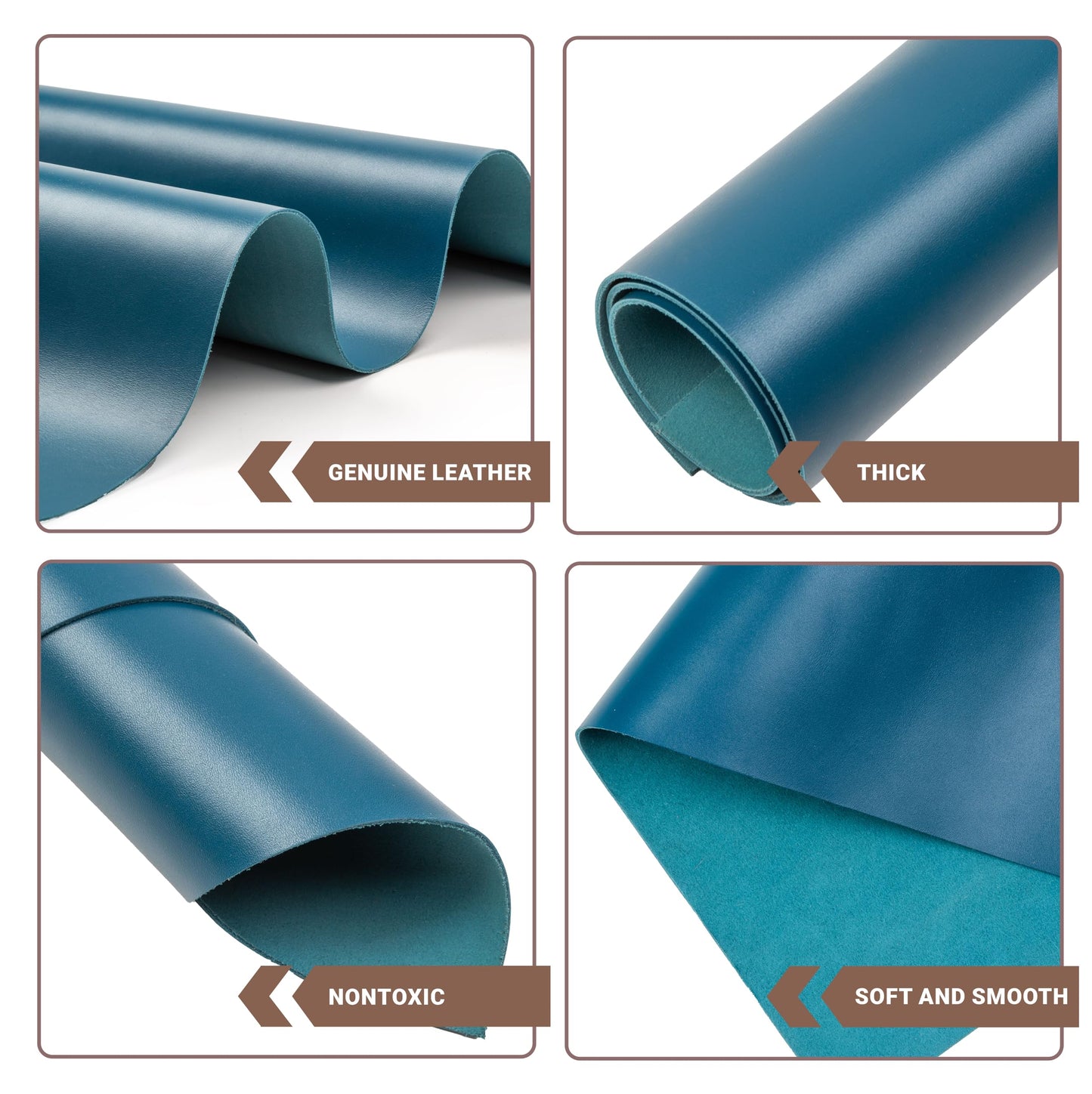 Shkira 12''X24'' Tooling Leather Square - 2.0MM Light Aqua Blue Sheets for Crafts - Leather Sheets for Crafts Tooling Sewing Hobby - Thick Cowhide Pieces - Fabric for Crafting