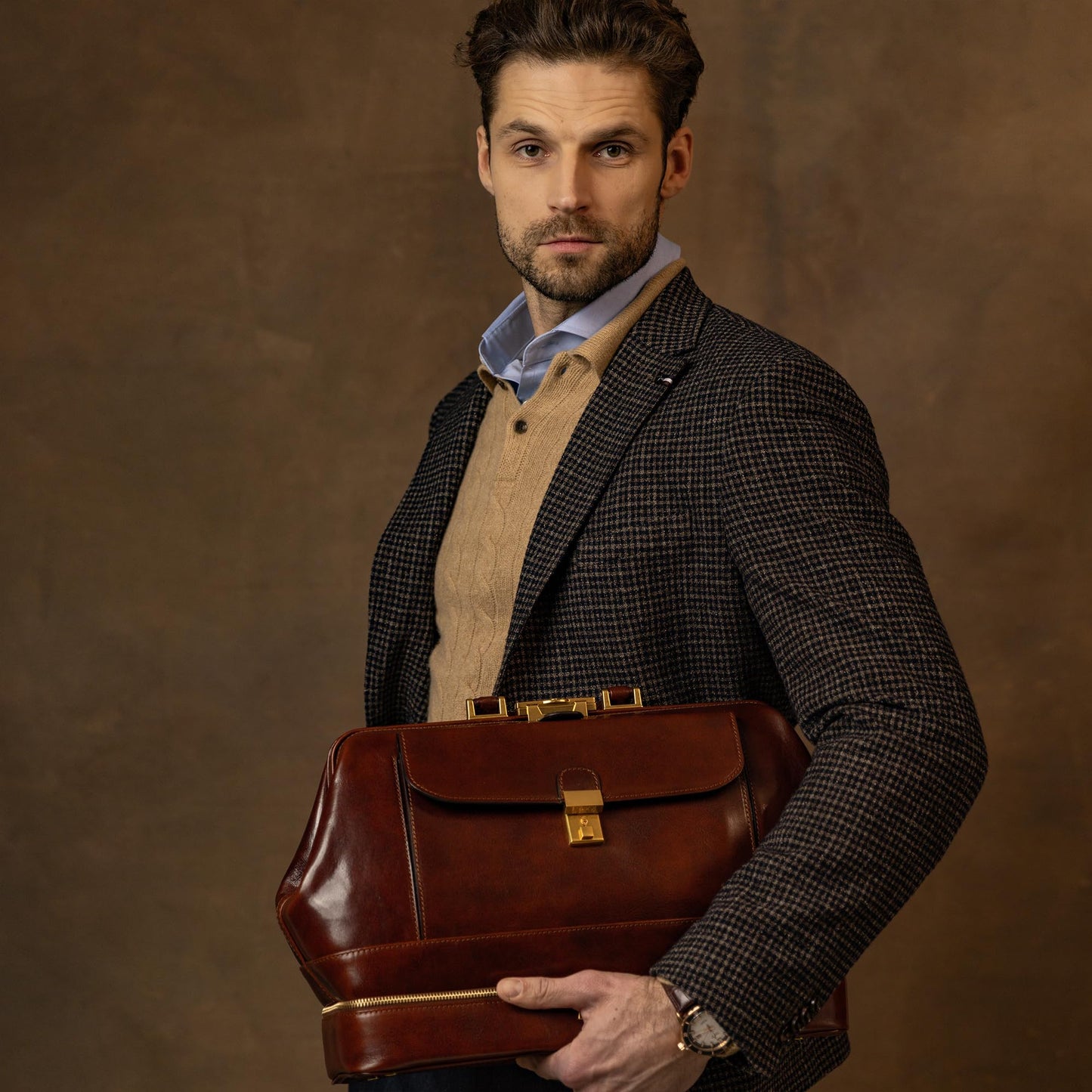 Time Resistance Leather Medical Doctor Bag - Vintage Style Medium Satchel (Brown)