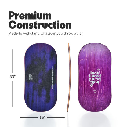 The Indo Board “Rocker” Model. - Purple Rain Graphic. Balance Board with Roller. Balance Training for Core Strength, Stability & Athletic Performance - Surfing, Skateboarding, Snowboarding. Designed for Progression.