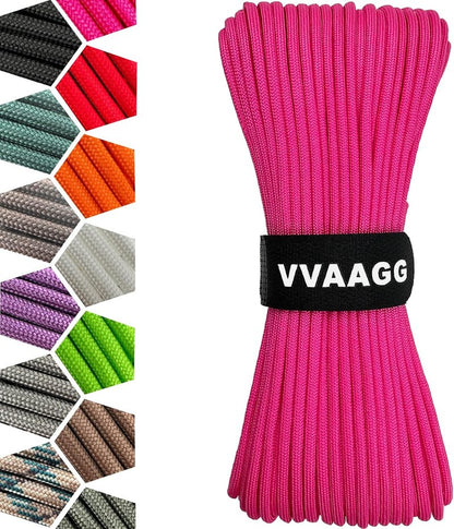 1000 Paracord Rope - 4mm 12-Strand Nylon Parachute Cord for Camping, Hiking & Fishing | Pink, 100FT