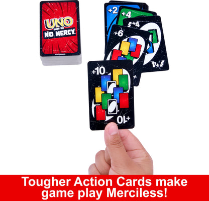 Mattel Games UNO Show ‘Em No Mercy Card Game for Kids, Adults & Family Parties & Travel with Extra Cards, Special Rules & Tougher Penalties