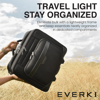EVERKI Journey 27L Rolling Laptop Briefcase – Carry On Luggage with Wheels for Business Travel Lightweight Mobile Office Work Bag with Padded Compartment & Tablet Pocket Fits Laptops up to 16" – Black