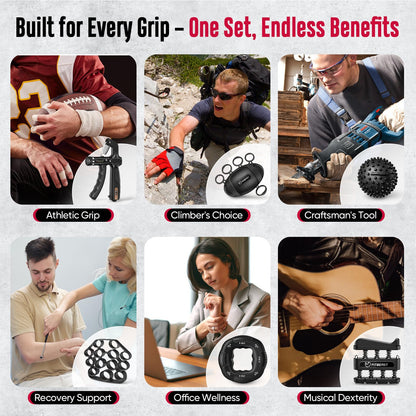 FitBeast Grip Strength Trainer, Hand Gripper Strengthener Kit - 6 Pack with Adjustable Resistance Forearm Strengthener, Forearm Exerciser and Massage Balls for Hand Therapy, Grip Training and Recovery