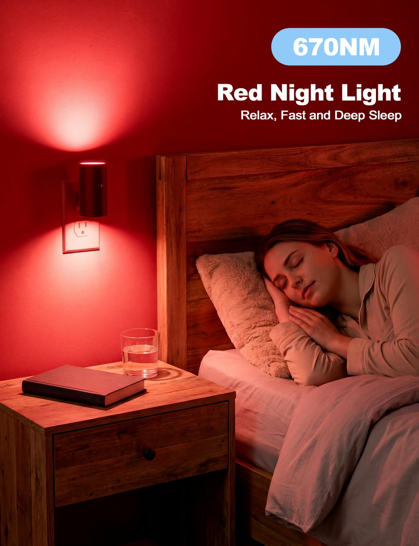 VOLISUN Red Night Light Plug into Wall, LED Night Lights with Light Sensor, Sleep Aid Red, Dimmable Night Light for Christmas, Holiday Decor, Hallway, Bedroom, 2 Pack