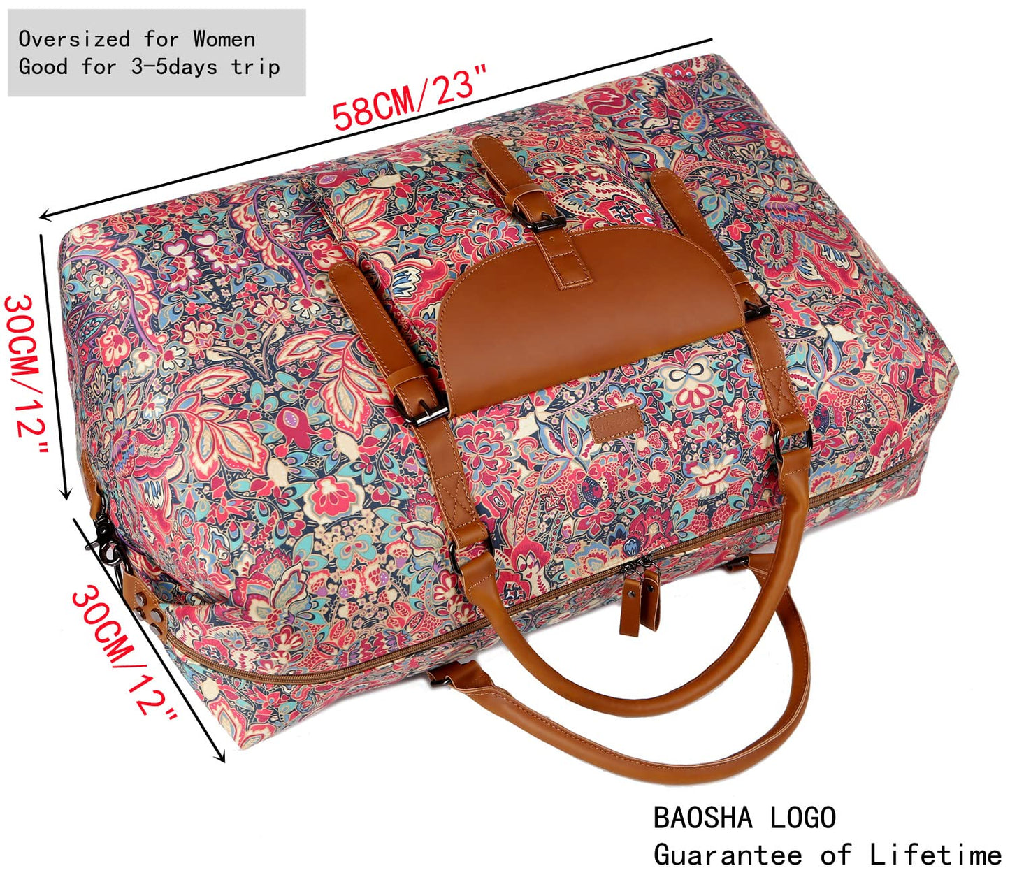 Oversized Pretty Women's Travel Duffel Bag 52L Weekend bag Weekender Overnight Carry on Luggage HB-15 (HS)