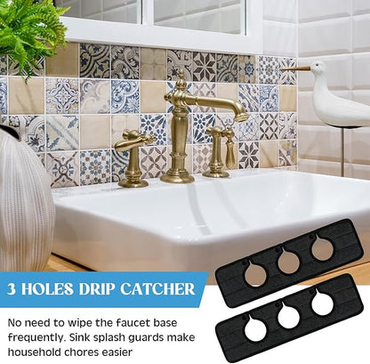 2 Pcs Faucet Mat for Kitchen Sink Splash Guard for Kitchen Sink Faucet Dish