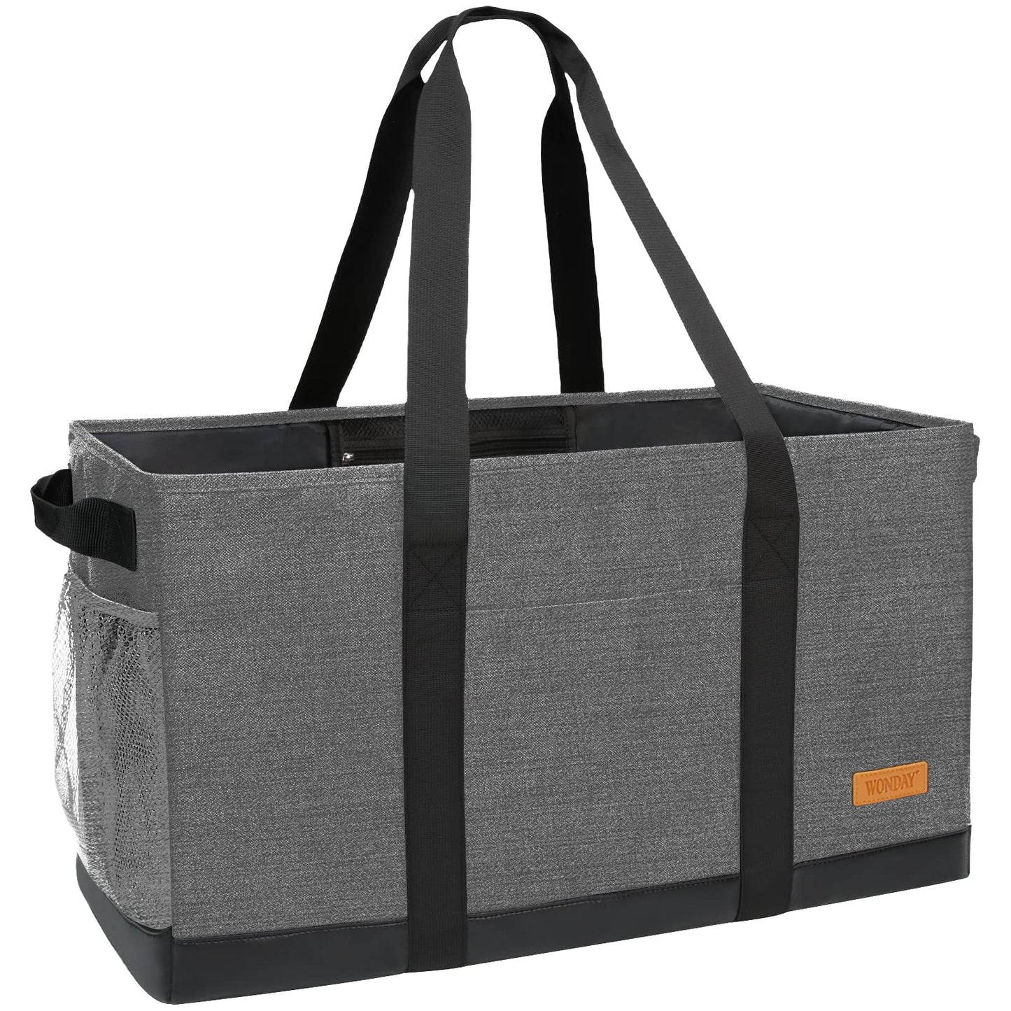 WONDAY Extra Large Utility Tote Bag - Standing Reusable Grocery Bag with Handle, Collapsible Storage for Shopping, Beach