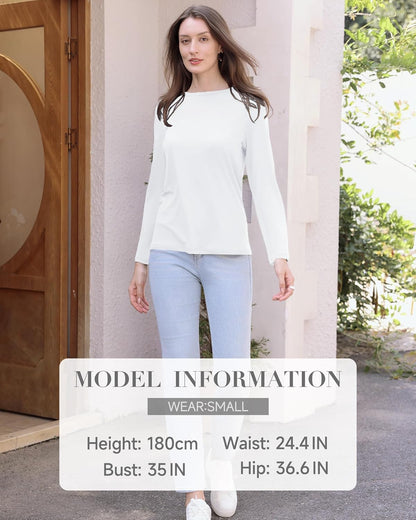 GAYHAY Long Sleeve Shirts for Women - Fall Winter Clothes Crew Neck Casual Tops Loose Fit Tees Fashion Outfits 2025