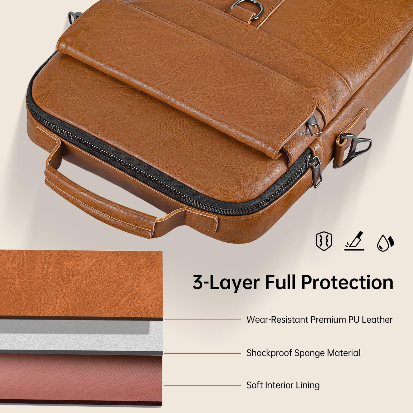 11 Inch Tablet Shoulder Bag Leather Carrying Case for 11 inch iPad A16, iPad Pro 11" M5 M4/ iPads Air 11" M4 M3 M2 2026 2025 with Magic Keyboard, Vertical Laptop Sleeve Messenger Computer Bag, Brown