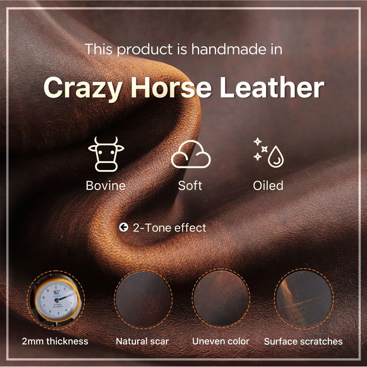 Hiram Handmade Crazy Horse Leather Tech Organizer Travel Case – Accessories Organiser Bag for Laptop, Tablet & Cell Phone, Double Compartment Charger Organizer Travel Case Coffee
