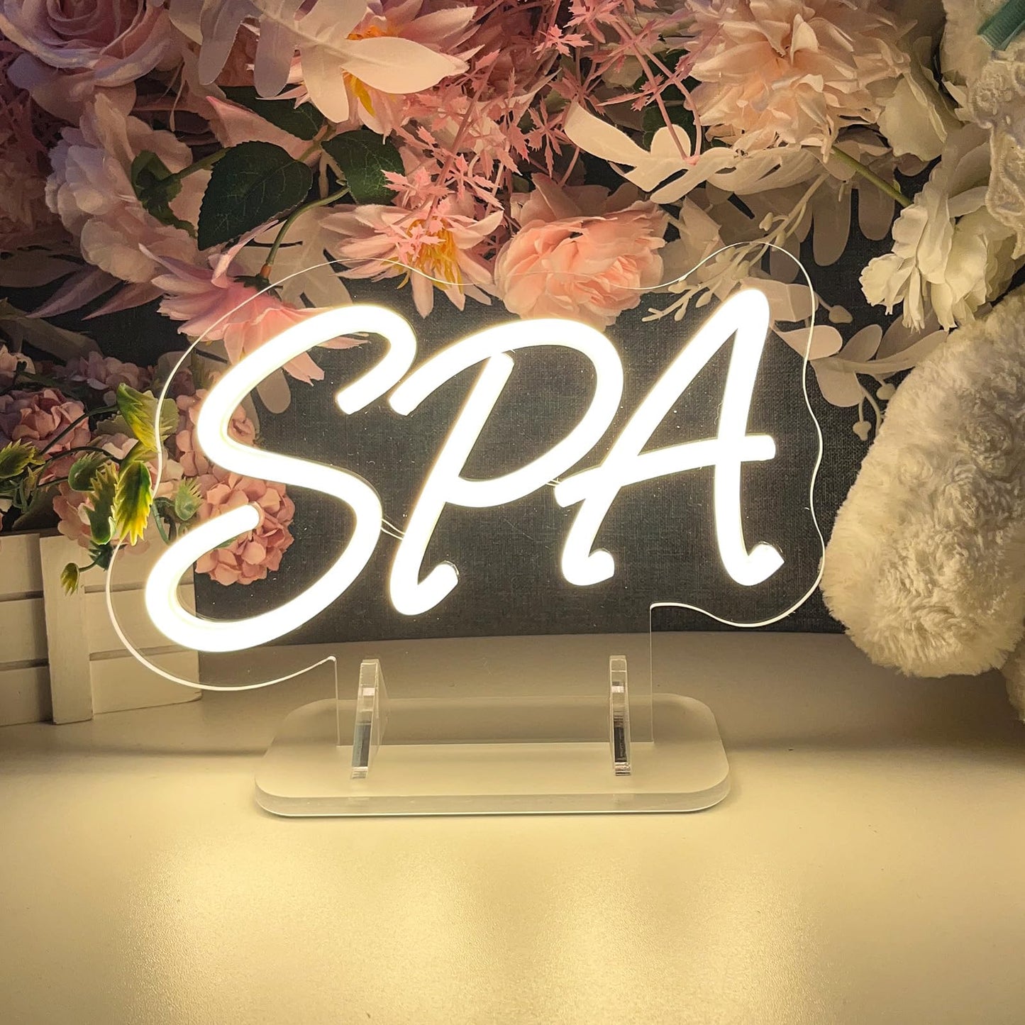 SPA Table Number Neon Sign Desk Lamp Night Light Wedding Letter LED Neon Sign Wedding Table Decorations Neon Light Shop Bedroom Home Room Decor Christmas Party Warm White USB 25×15CM
