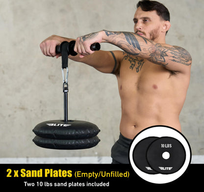 Elite Forearm Strengthener, Forearm Roller with 2x10lbs Sand Plates, Plates Holder & Adjustable Straps, Thick Anti-Slip Handle, Forearm Exerciser, Wrist Roller, Arm Blaster, Hand Grip Strengthener