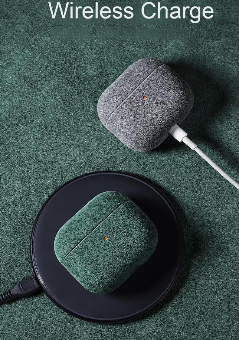 Suede Microfiber Leather Headphone Case – Full Wrap Handmade Cover for AirPods (Grey, Airpod pro)