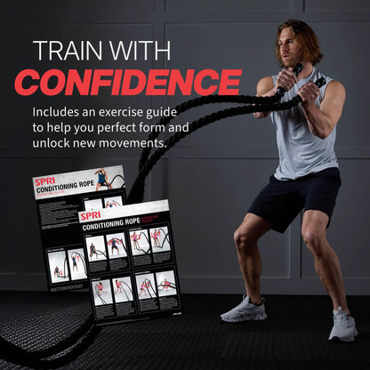 SPRI Battle Rope - Weighted Rope for Strength Training, Working Out, and High-Intensity Workouts for Building Stamina and Endurance - Durable Conditioning Rope - 18ft Long with 1.5" Thickness