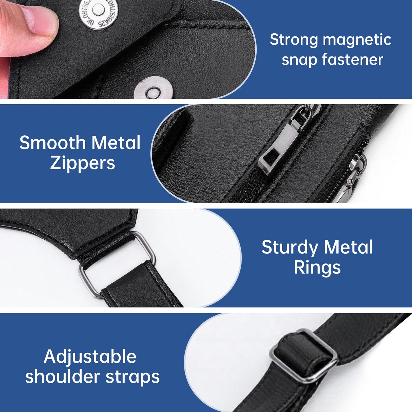 Pawbena Double Shoulder Armpit Bag for Men, Anti-Theft Underarm Shoulder Holster Bag with Adjustable Strap, Hidden Phone Wallet Pocket for Travel & Daily Commute (Black)